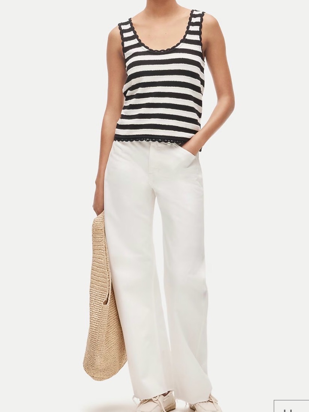 J. Crew Black & White Striped Knit Tank Top